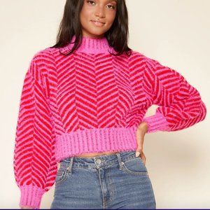 Cheshire Red Fushia Eyelash Chevron Sweater